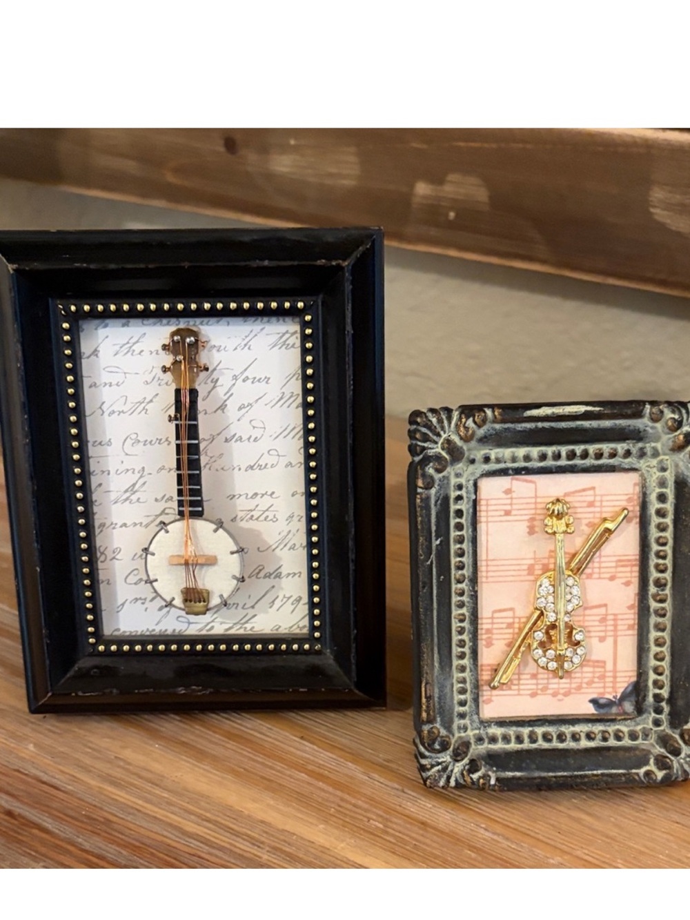 Handcrafted Miniature Instrument Frame Set of 2
